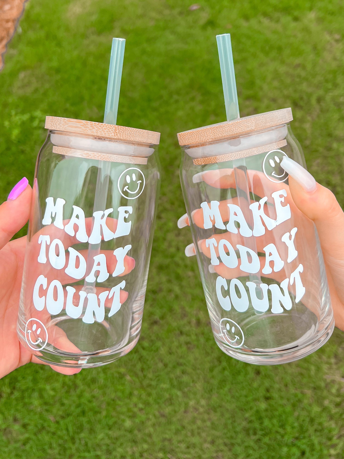 Make Today Count Glass Can